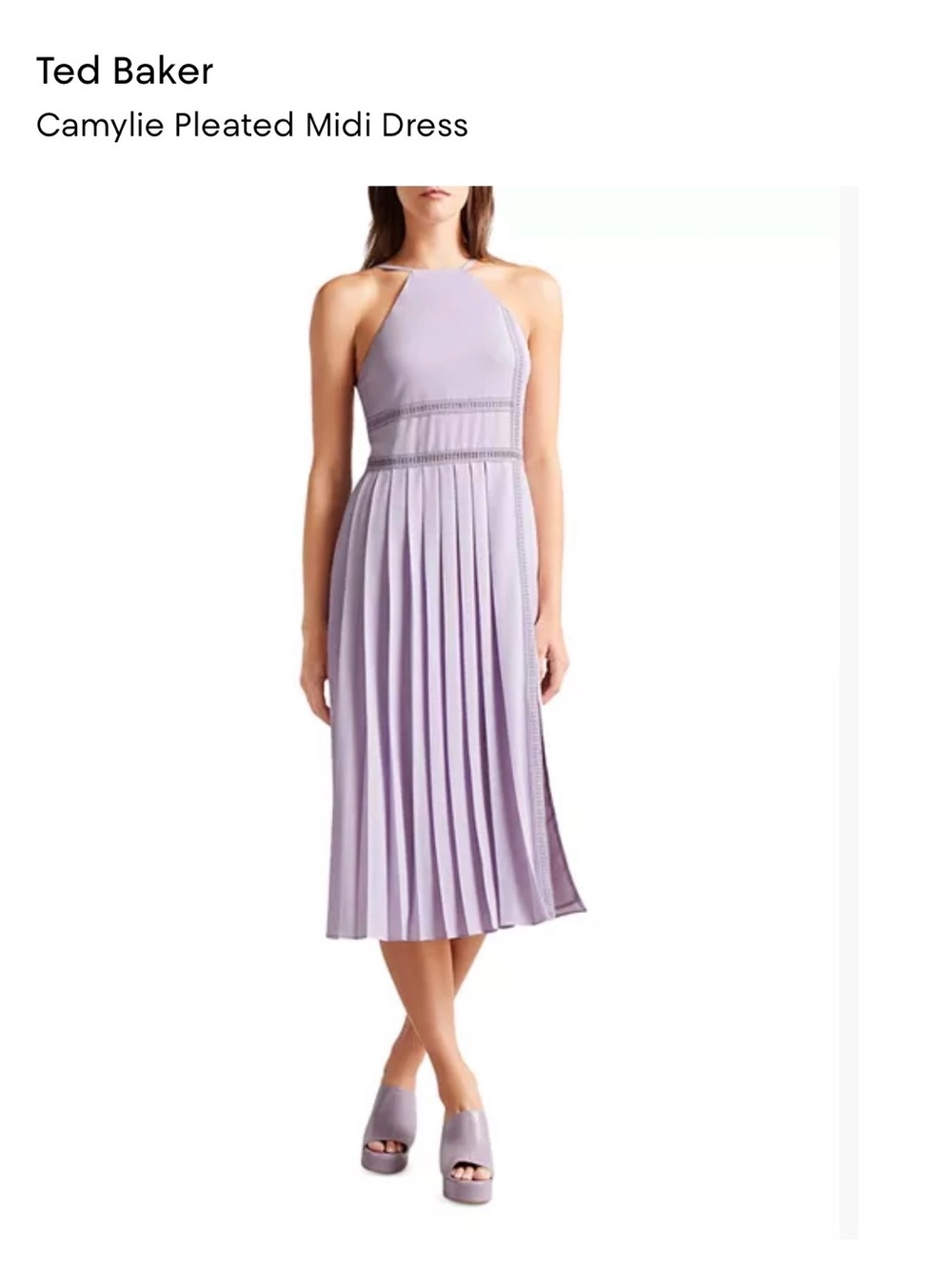 Ted Baker Camylie Pleated Midi Dress in Soft Lilac